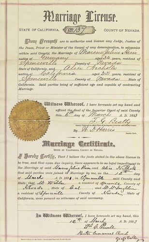 Click to see DR 6 H-127 of Marriage Certificates (DR 6 H)