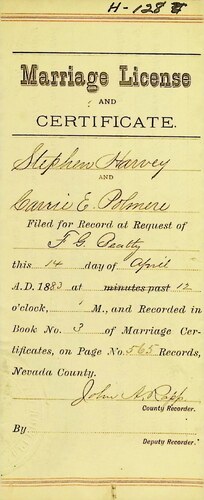 Click to see DR 6 H-128 of Marriage Certificates (DR 6 H)