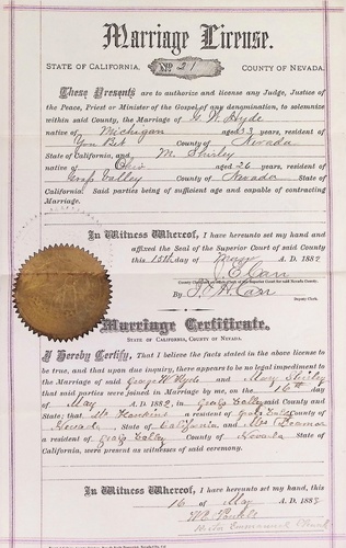 Click to see DR 6 H-129 of Marriage Certificates (DR 6 H)