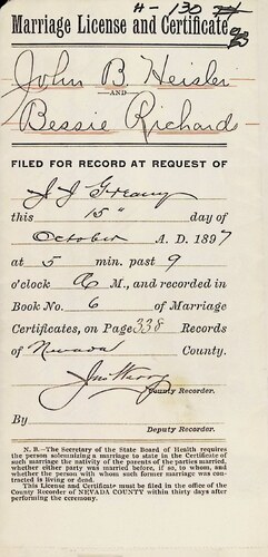 Click to see DR 6 H-130 of Marriage Certificates (DR 6 H)