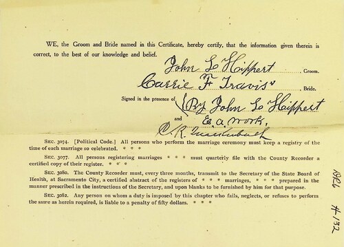 Click to see DR 6 H-132 of Marriage Certificates (DR 6 H)