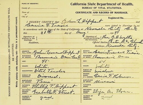 Click to see DR 6 H-132 of Marriage Certificates (DR 6 H)