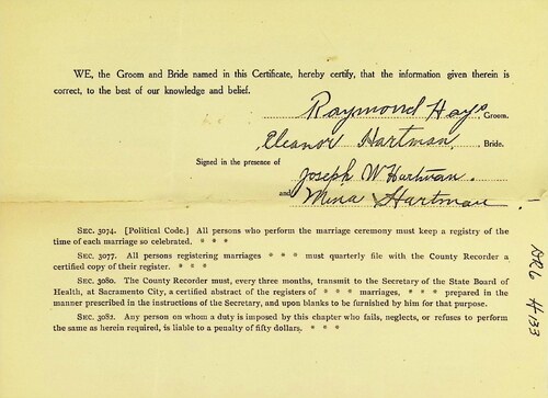 Click to see DR 6 H-133 of Marriage Certificates (DR 6 H)