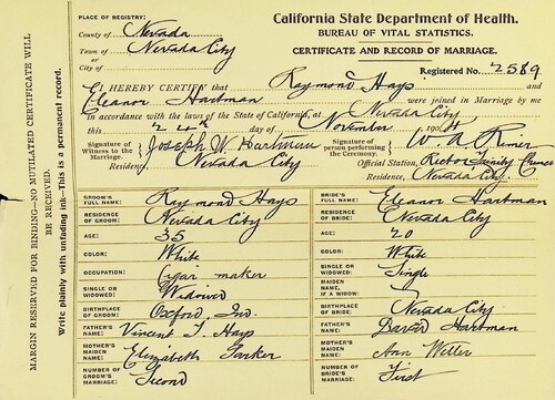 Click to see DR 6 H-133 of Marriage Certificates (DR 6 H)