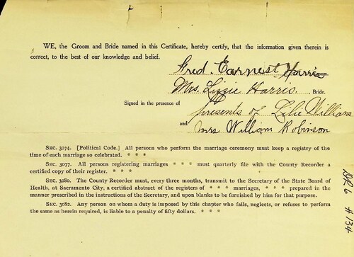 Click to see DR 6 H-134 of Marriage Certificates (DR 6 H)