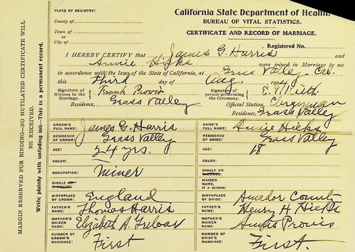 Click to see DR 6 H-136 of Marriage Certificates (DR 6 H)