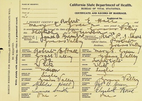 Click to see DR 6 H-138 of Marriage Certificates (DR 6 H)