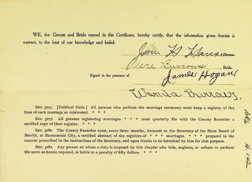 Click to see DR 6 H-142 of Marriage Certificates (DR 6 H)