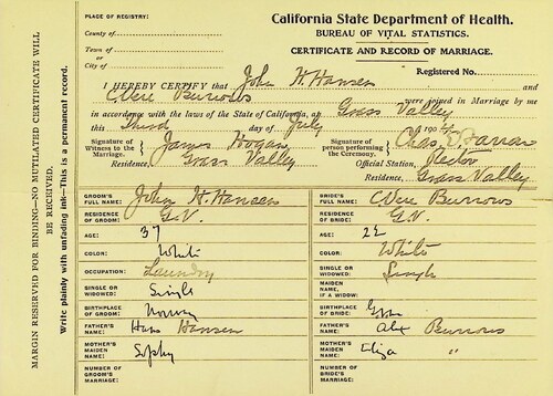 Click to see DR 6 H-142 of Marriage Certificates (DR 6 H)