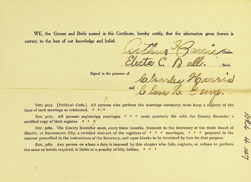 Click to see DR 6 H-147 of Marriage Certificates (DR 6 H)
