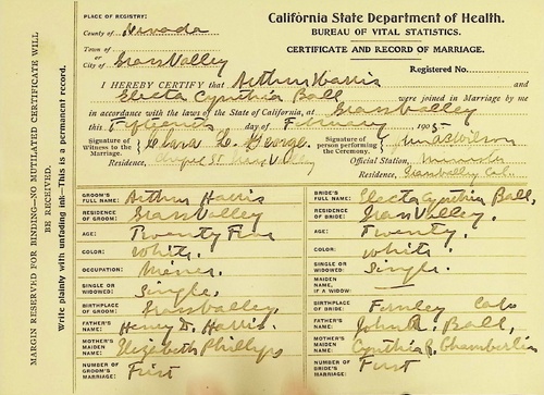 Click to see DR 6 H-147 of Marriage Certificates (DR 6 H)
