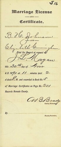 Click to see DR 6 J-16 of Marriage Certificates (DR 6 J)