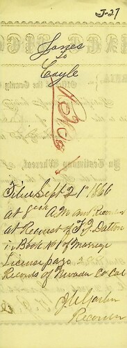 Click to see DR 6 J-27 of Marriage Certificates (DR 6 J)