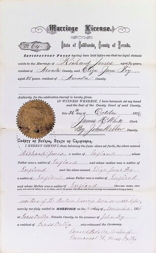 Click to see DR 6 J-28 of Marriage Certificates (DR 6 J)