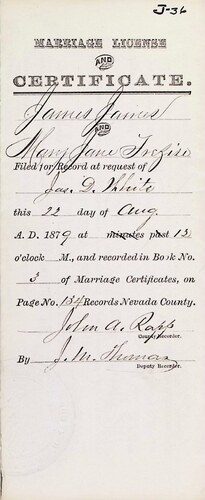 Click to see DR 6 J-36 of Marriage Certificates (DR 6 J)
