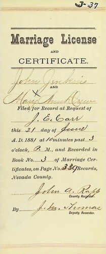 Click to see DR 6 J-37 of Marriage Certificates (DR 6 J)