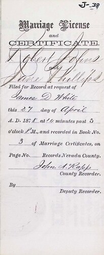 Click to see DR 6 J-38 of Marriage Certificates (DR 6 J)