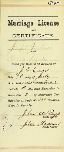 Click to see DR 6 J-45 of Marriage Certificates (DR 6 J)