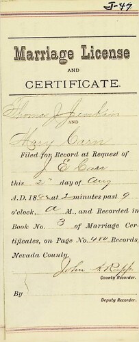 Click to see DR 6 J-47 of Marriage Certificates (DR 6 J)