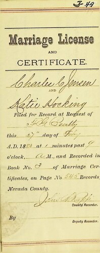 Click to see DR 6 J-49 of Marriage Certificates (DR 6 J)