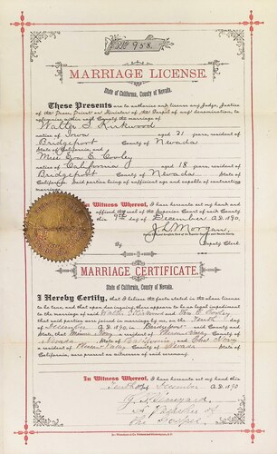 Click to see DR 6 K-15 of Marriage Certificates (DR 6 K)