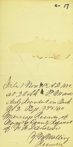 Click to see DR 6 K-17 of Marriage Certificates (DR 6 K)