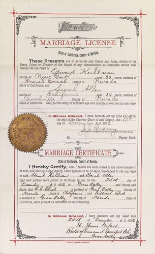 Click to see DR 6 K-20 of Marriage Certificates (DR 6 K)