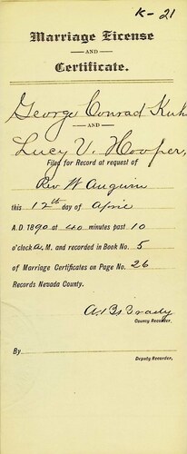 Click to see DR 6 K-21 of Marriage Certificates (DR 6 K)