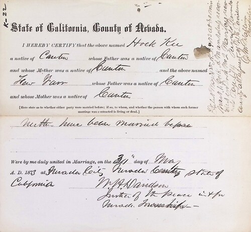 Click to see DR 6 K-22 of Marriage Certificates (DR 6 K)