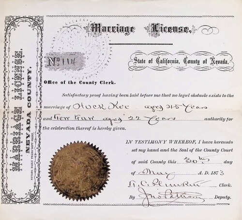 Click to see DR 6 K-22 of Marriage Certificates (DR 6 K)