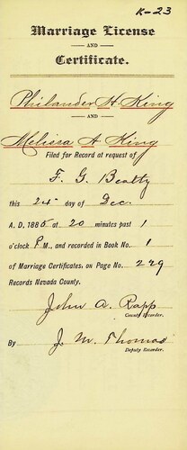 Click to see DR 6 K-23 of Marriage Certificates (DR 6 K)