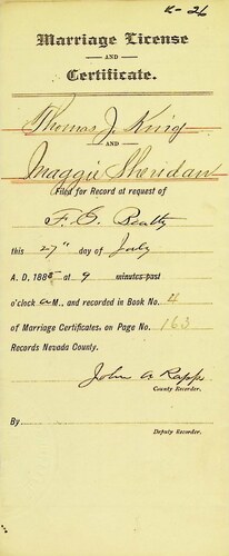 Click to see DR 6 K-26 of Marriage Certificates (DR 6 K)