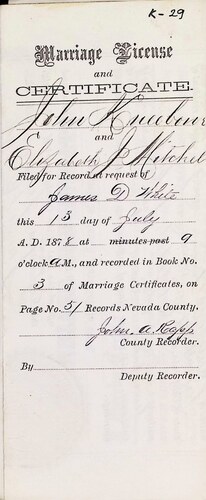 Click to see DR 6 K-29 of Marriage Certificates (DR 6 K)