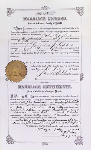 Click to see DR 6 K-29 of Marriage Certificates (DR 6 K)