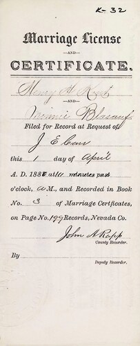 Click to see DR 6 K-32 of Marriage Certificates (DR 6 K)