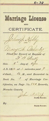Click to see DR 6 K-38 of Marriage Certificates (DR 6 K)