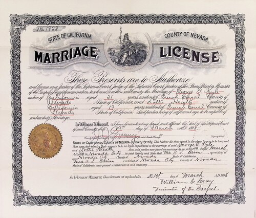 Click to see DR 6 K-43 of Marriage Certificates (DR 6 K)