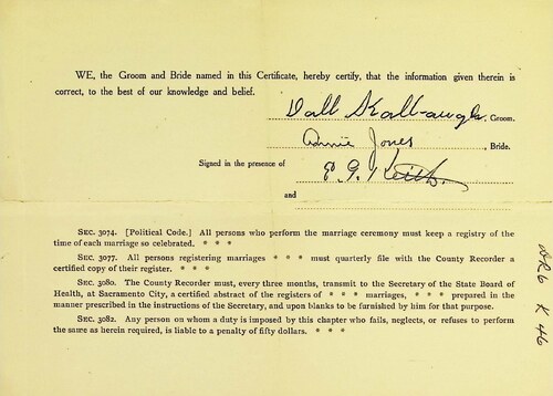 Click to see DR 6 K-46 of Marriage Certificates (DR 6 K)