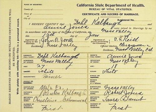 Click to see DR 6 K-46 of Marriage Certificates (DR 6 K)