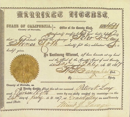 Click to see DR 6 L-6 of Marriage Certificates (DR 6 L)