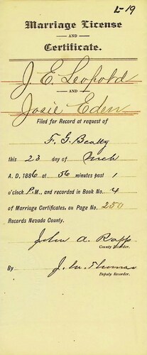 Click to see DR 6 L-19 of Marriage Certificates (DR 6 L)
