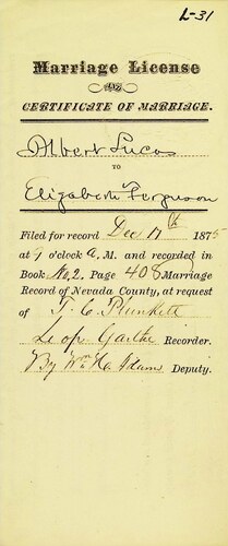 Click to see DR 6 L-31 of Marriage Certificates (DR 6 L)