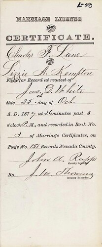 Click to see DR 6 L-40 of Marriage Certificates (DR 6 L)
