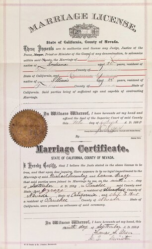 Click to see DR 6 L-46 of Marriage Certificates (DR 6 L)