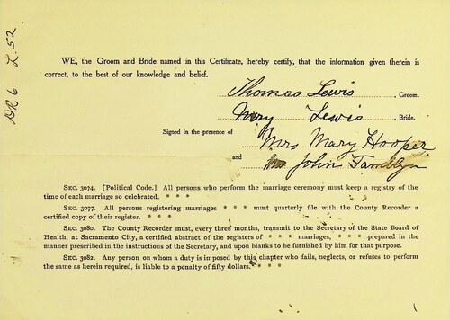 Click to see DR 6 L-52 of Marriage Certificates (DR 6 L)
