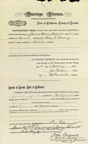 Click to see DR 6 M-9 of Marriage Certificates (DR 6 M)