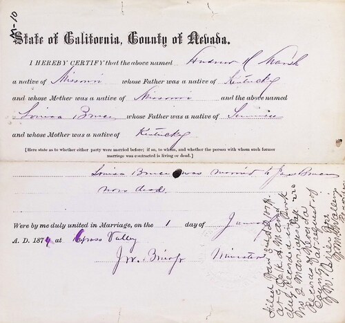 Click to see DR 6 M-10 of Marriage Certificates (DR 6 M)