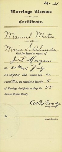 Click to see DR 6 M-21 of Marriage Certificates (DR 6 M)