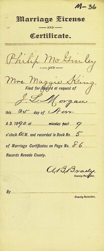 Click to see DR 6 M-36 of Marriage Certificates (DR 6 M)