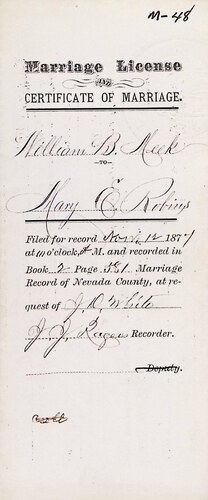 Click to see DR 6 M-48 of Marriage Certificates (DR 6 M)